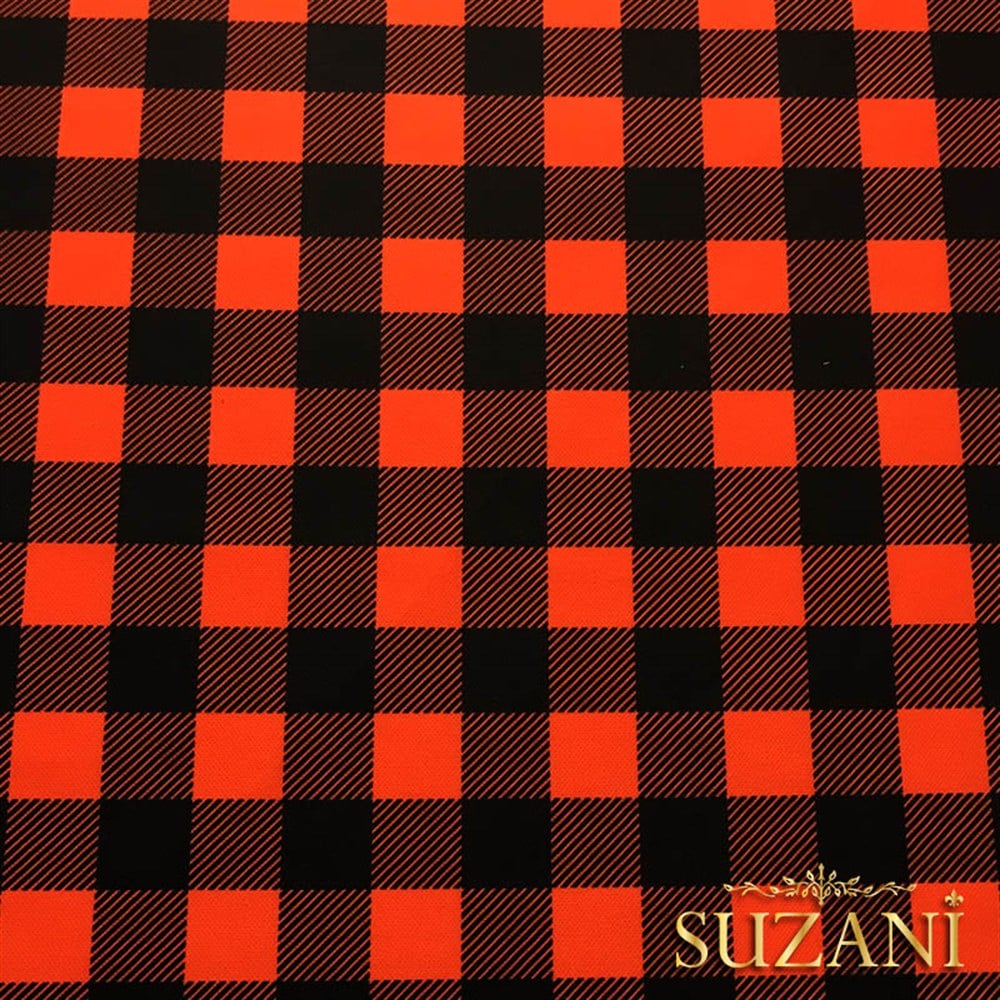 Kırmızı Siyah Klasik Ekose Desenli Kumaş