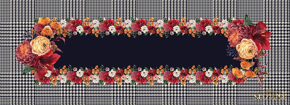 Kırmızı Yılbaşı Çiçekli Runner Kumaşı