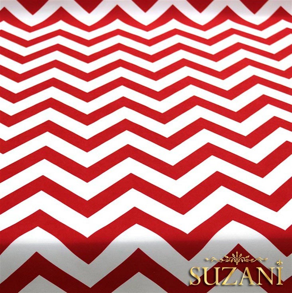 Kırmızı Zigzag Desenli Kumaş