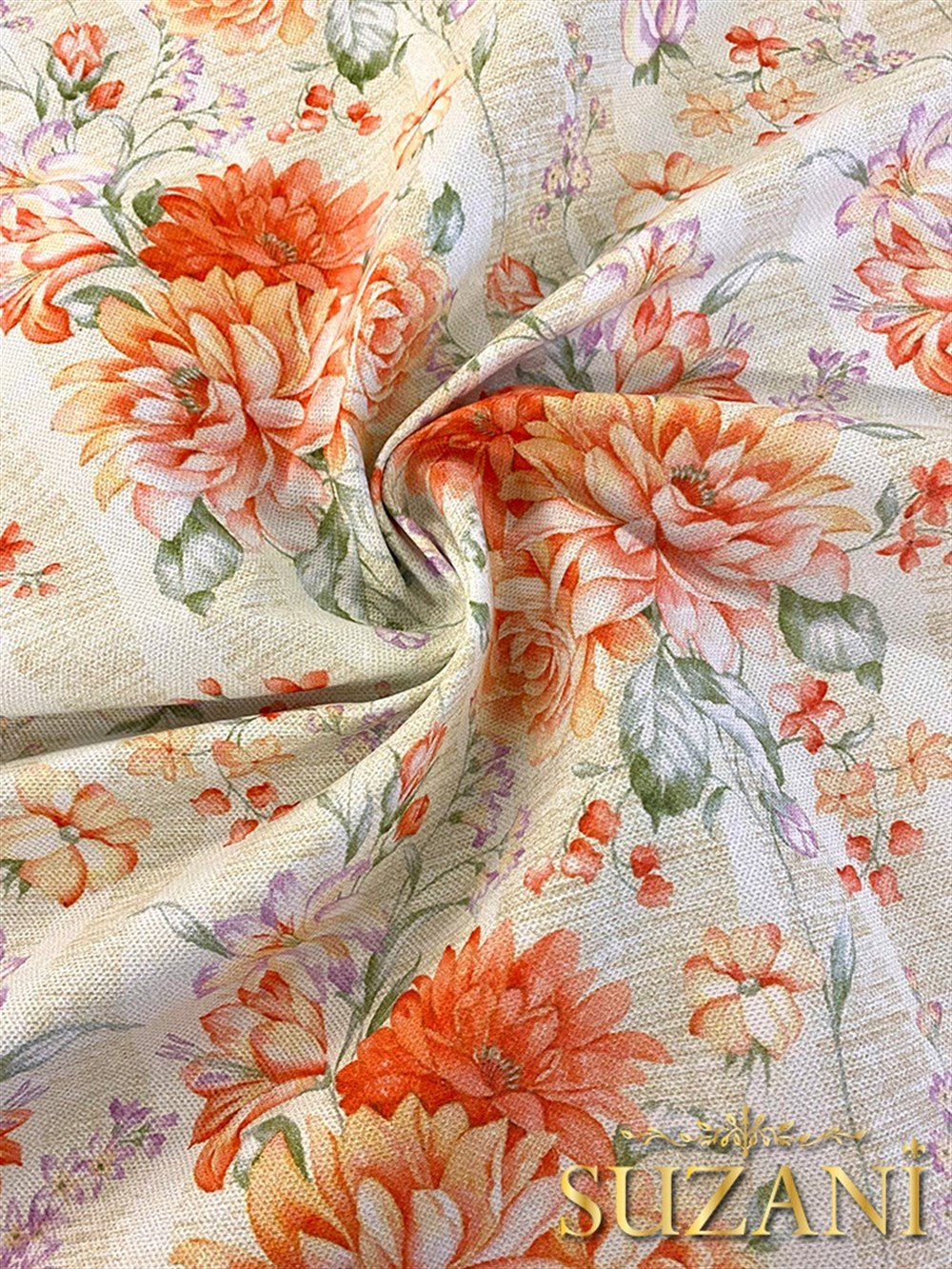 Klasik Çiçek Desenli Dijital Baskılı Kumaş