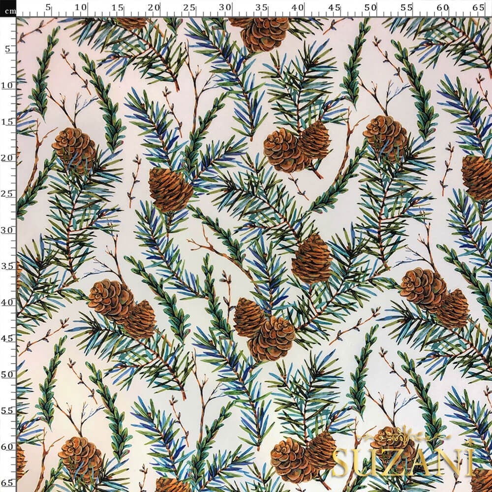 Kozalak Desenli Dijital Baskılı Kumaş