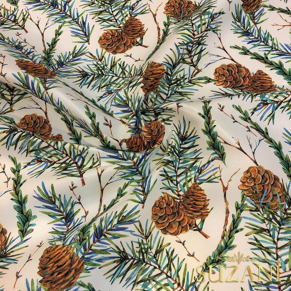 Kozalak Desenli Dijital Baskılı Kumaş