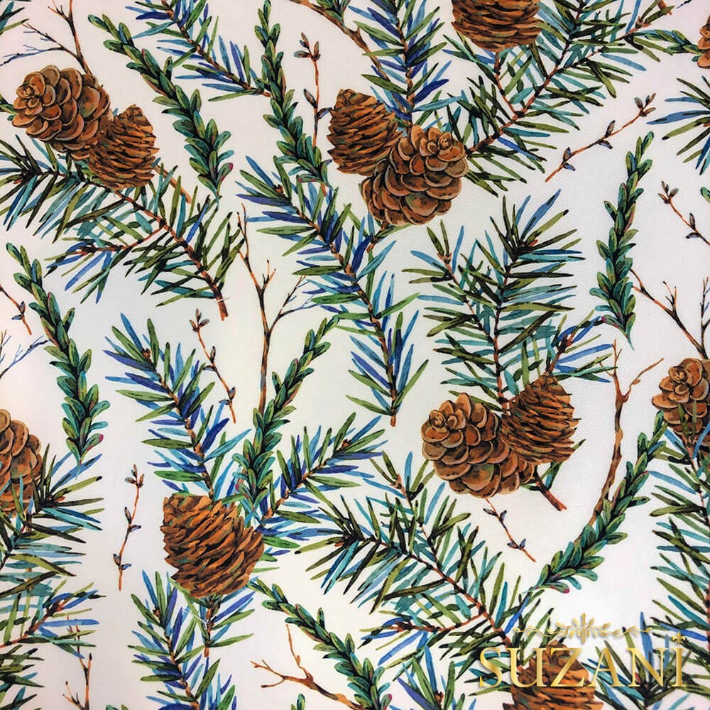 Kozalak Desenli Dijital Baskılı Kumaş