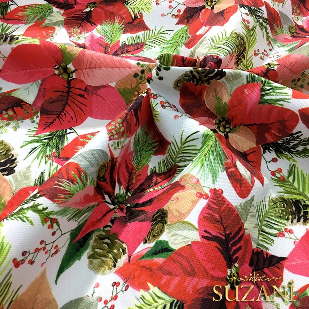 Kozalaklı Pembe Çiçekli Kumaş