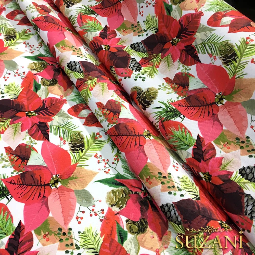 Kozalaklı Pembe Çiçekli Kumaş