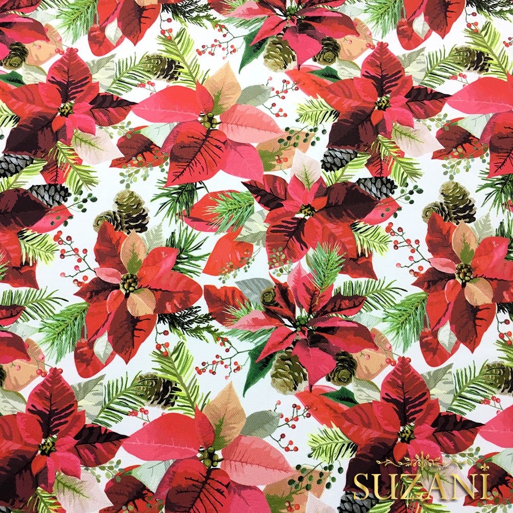 Kozalaklı Pembe Çiçekli Kumaş