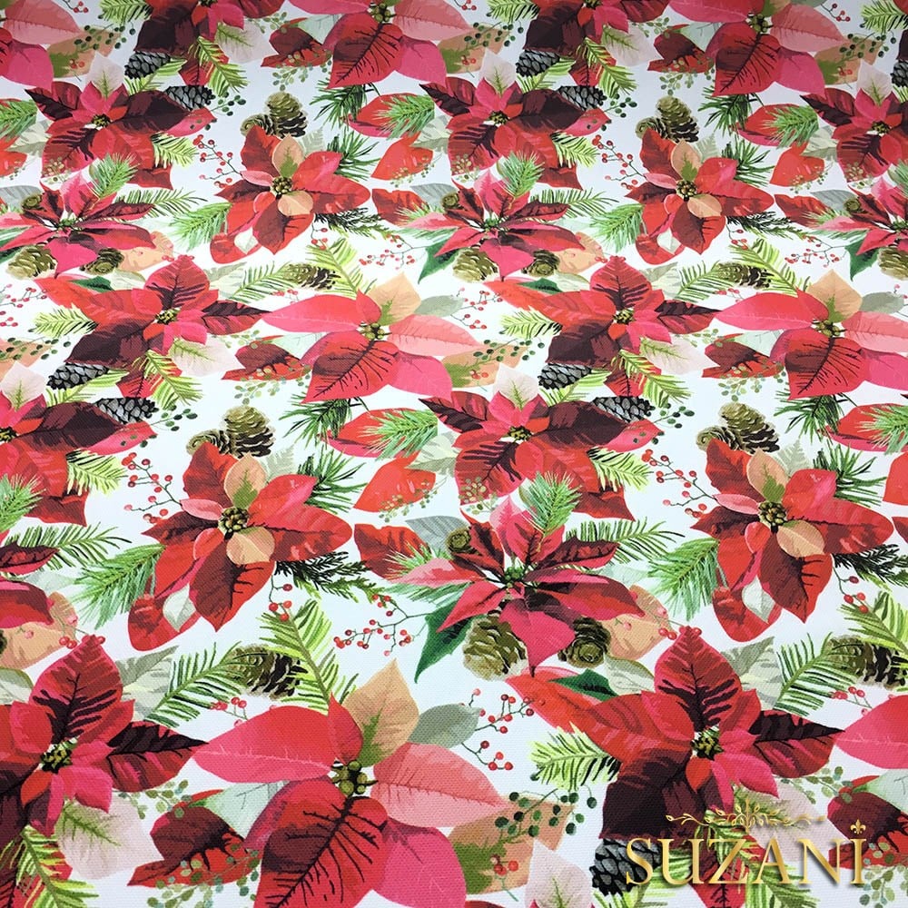 Kozalaklı Pembe Çiçekli Kumaş