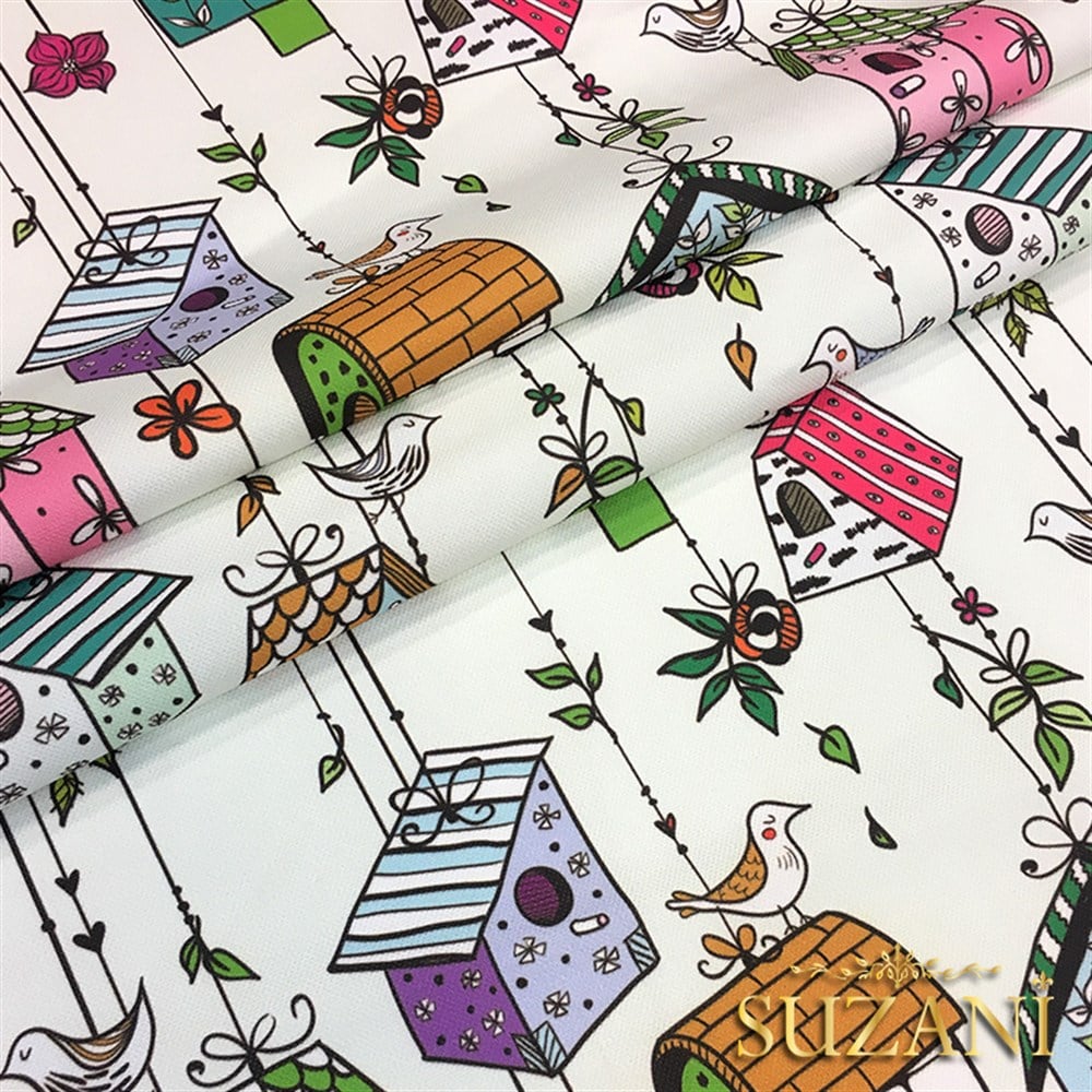 Kuş Yuvaları Desenli Kumaş