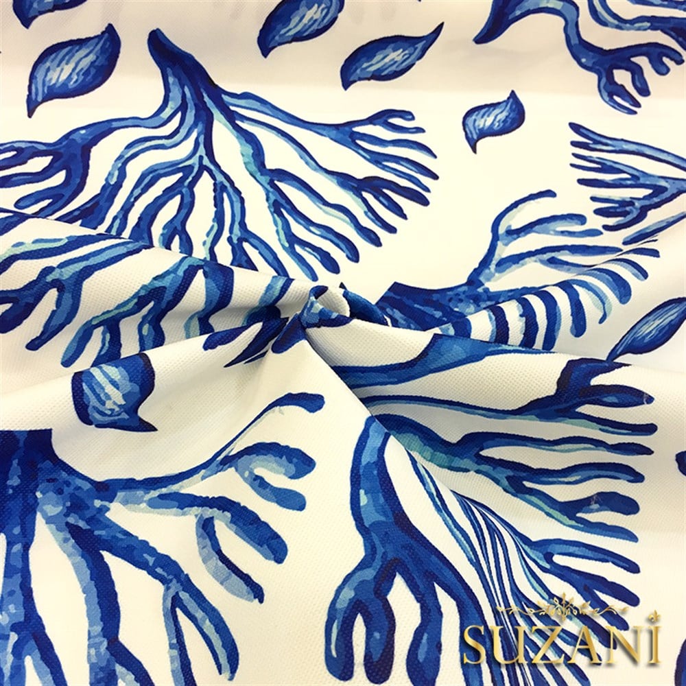 Lacivert Büyük Mercan Desenli Kumaş