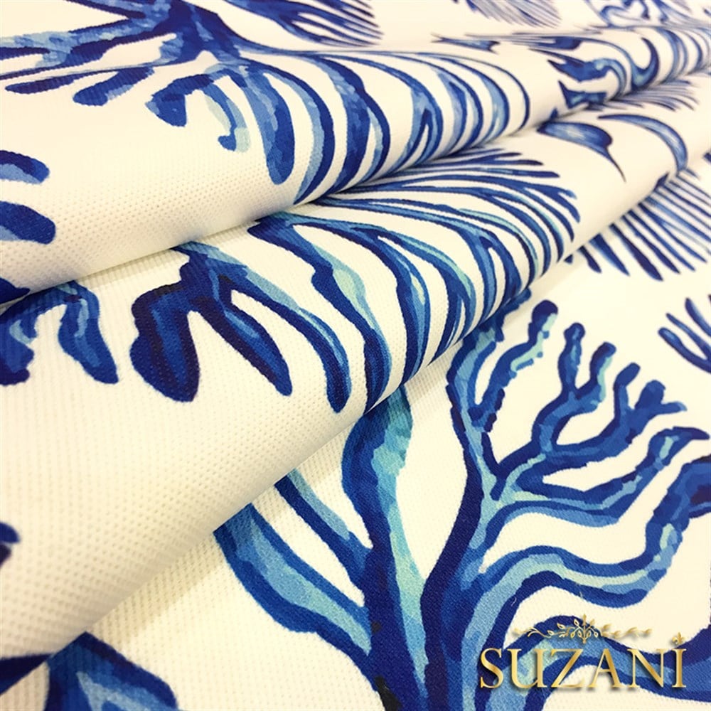 Lacivert Büyük Mercan Desenli Kumaş