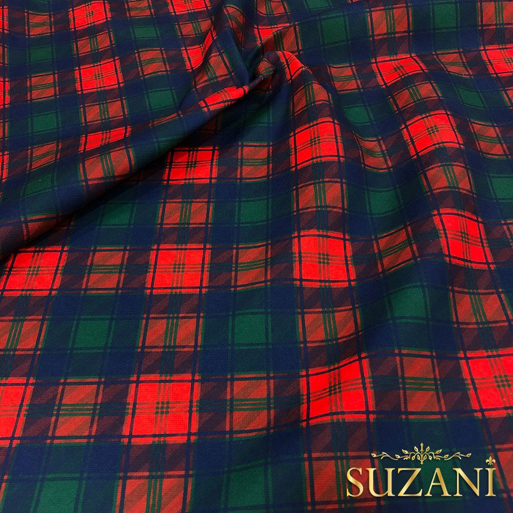 Lacivert Diagonal Ekose Desenli Dijital Baskılı Kumaş