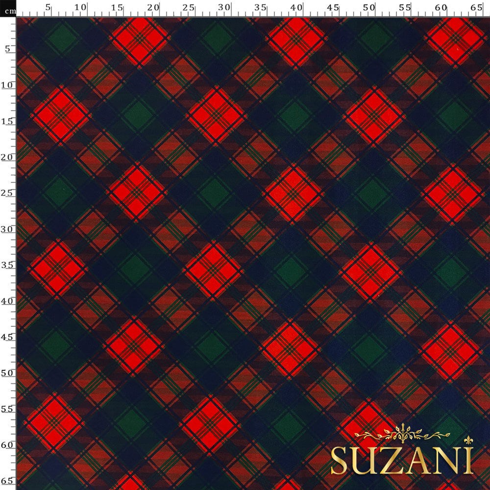 Lacivert Diagonal Ekose Desenli Dijital Baskılı Kumaş