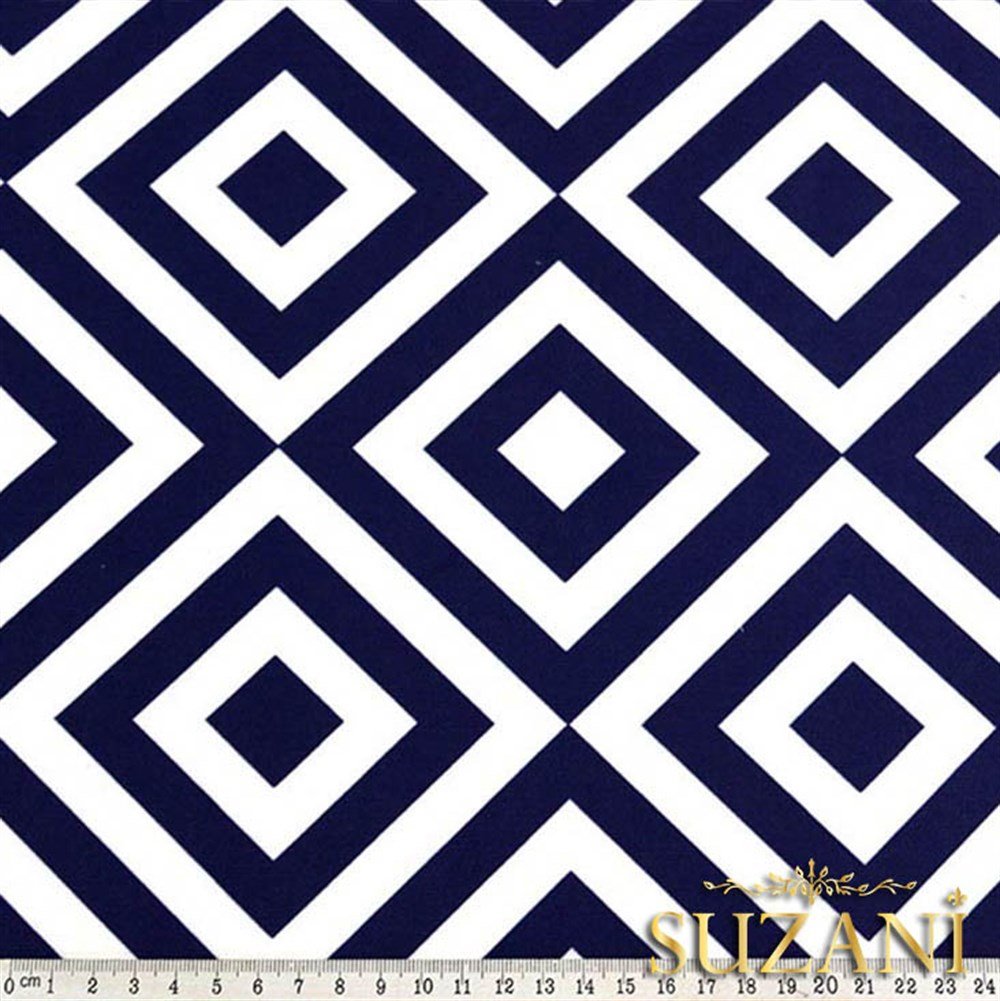 Lacivert İç içe Kareli Kumaş