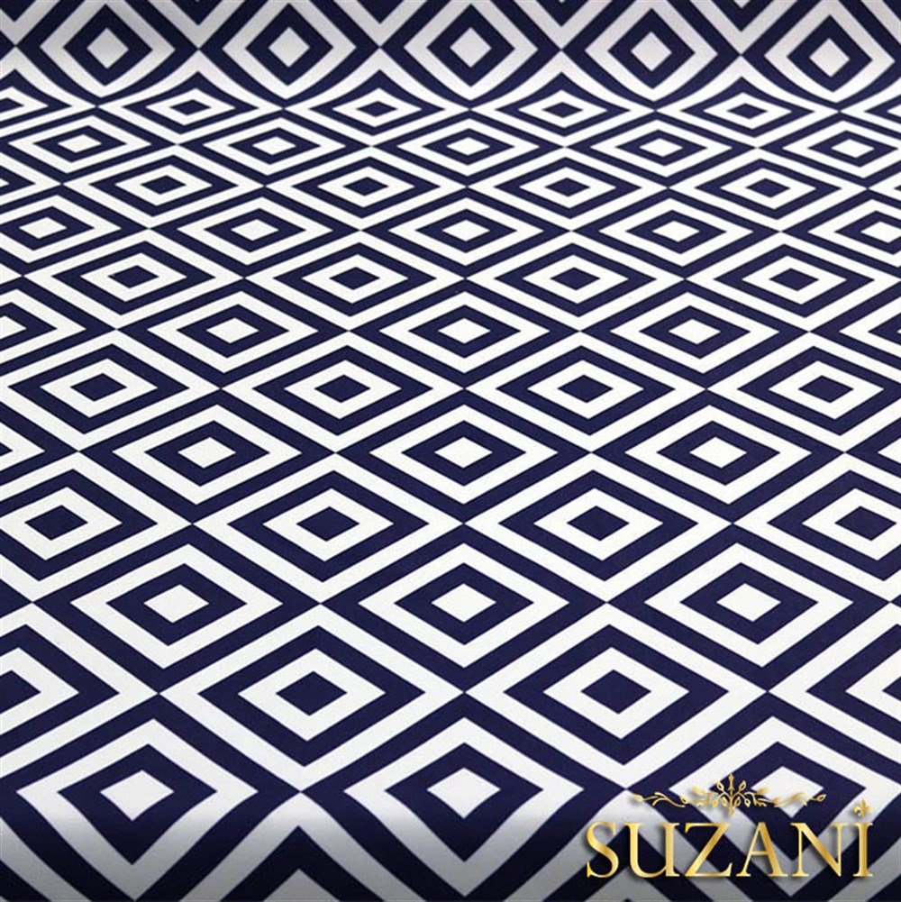 Lacivert İç içe Kareli Kumaş