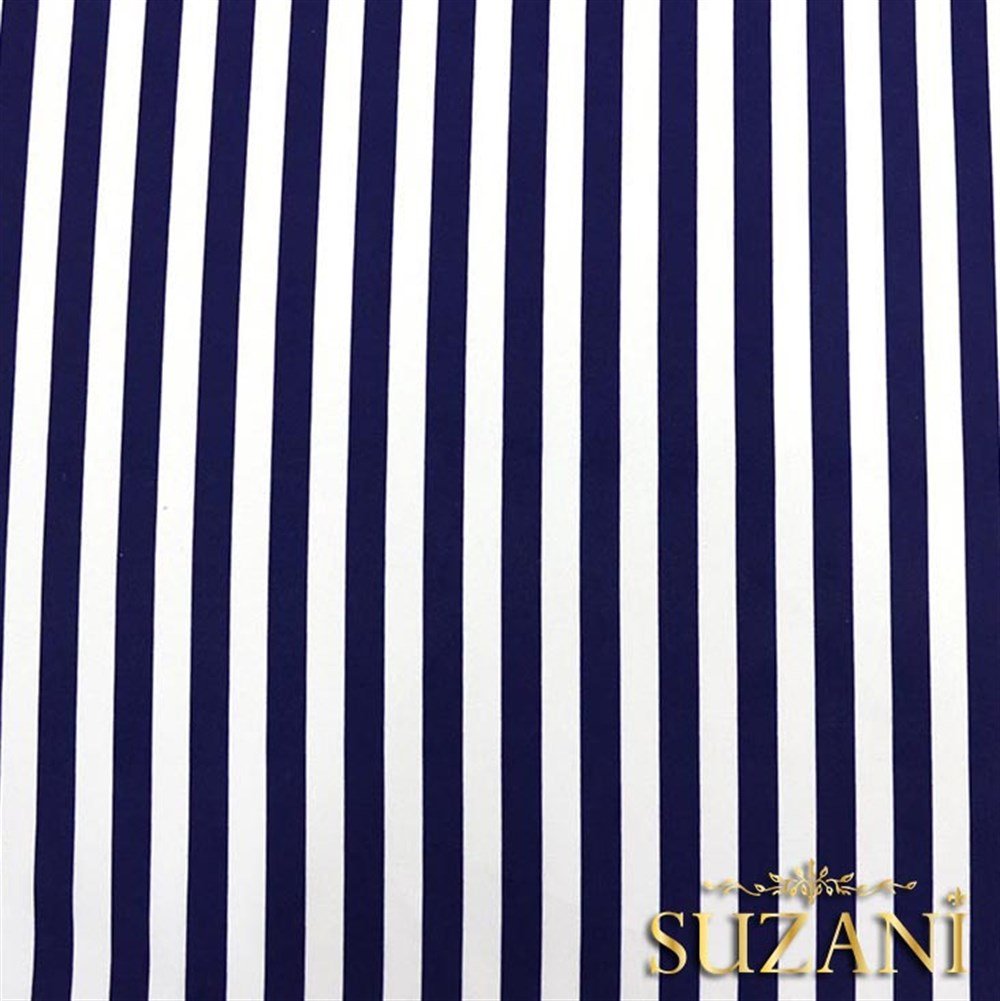 Lacivert İnce Çizgili Kumaş