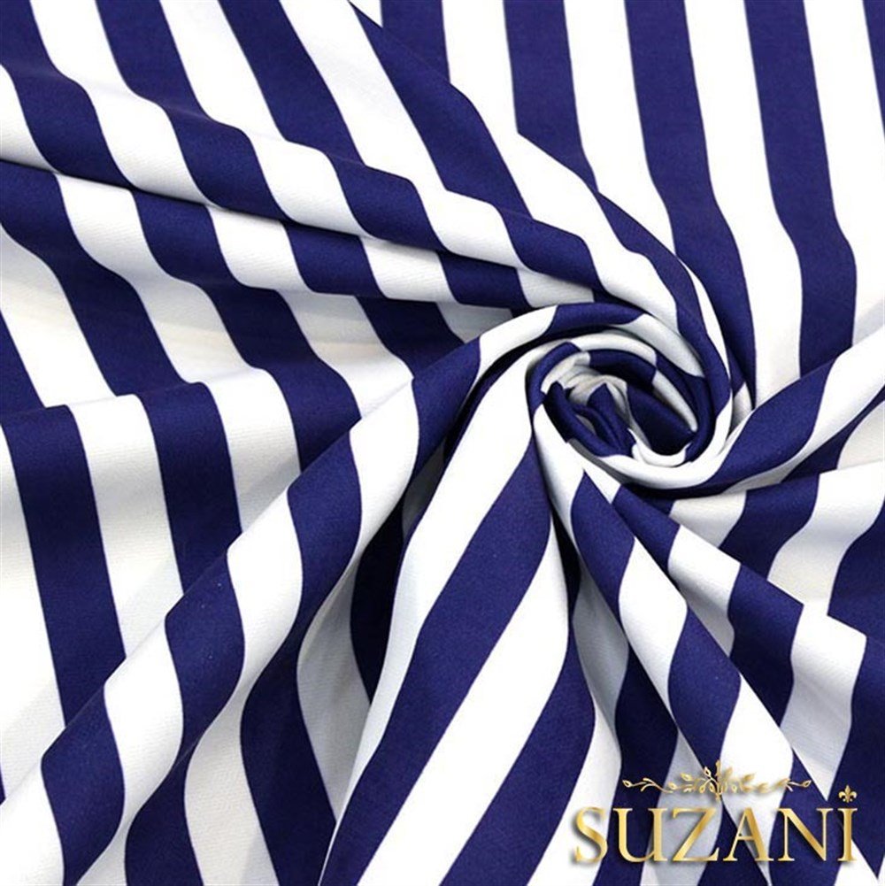 Lacivert İnce Çizgili Kumaş