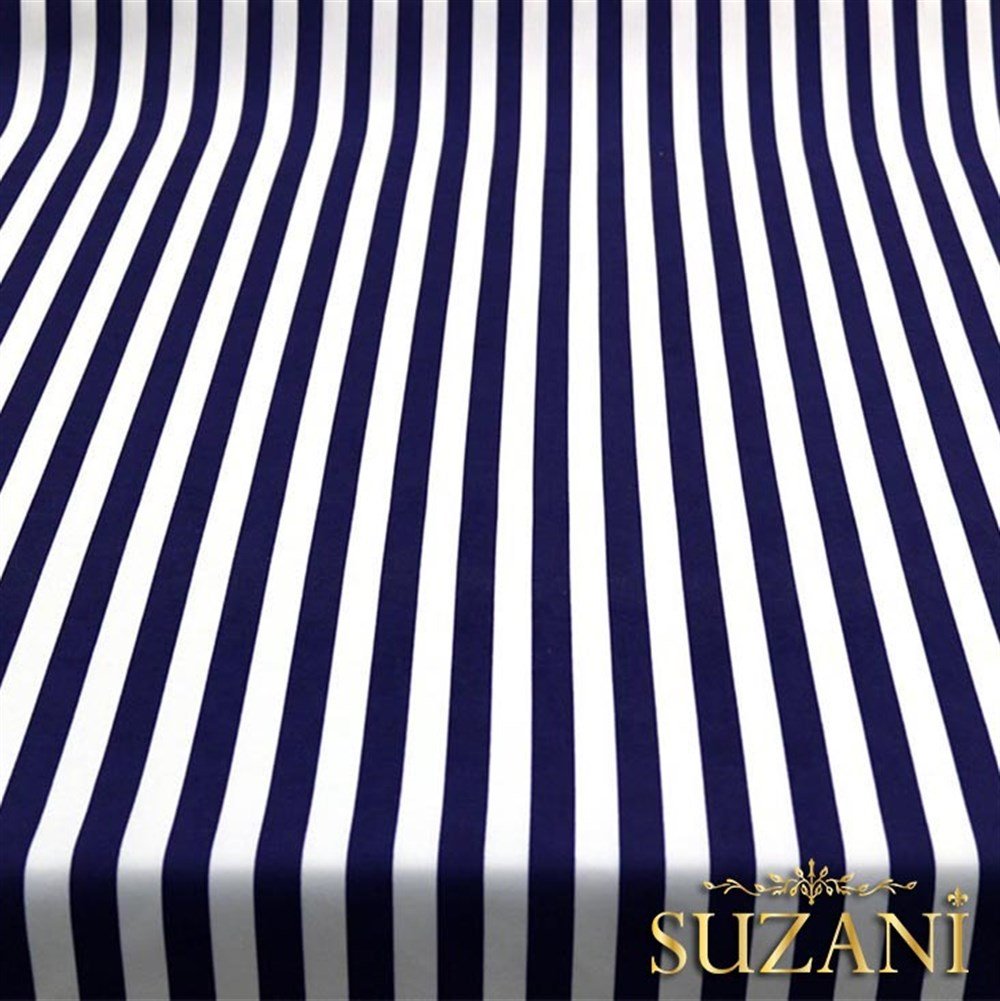 Lacivert İnce Çizgili Kumaş