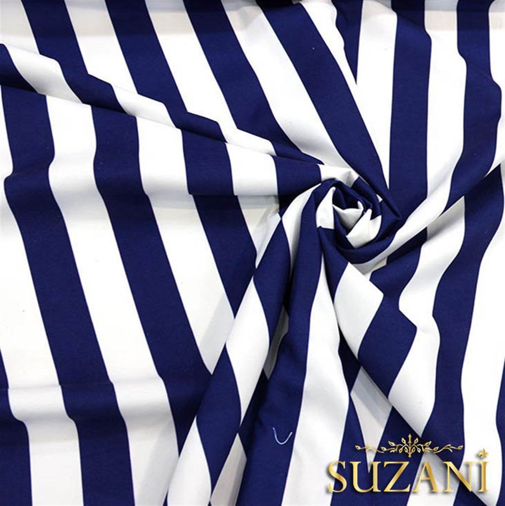 Lacivert Kalın Çizgili Kumaş