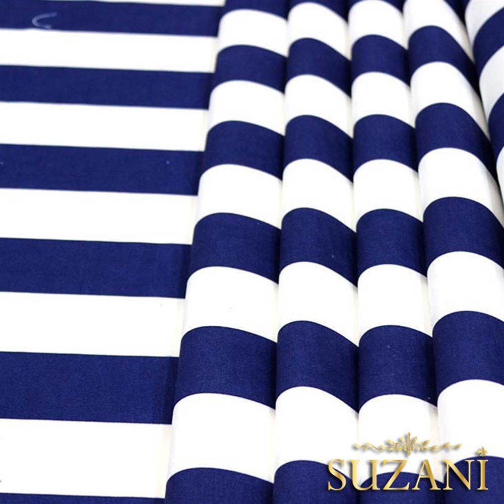 Lacivert Kalın Çizgili Kumaş