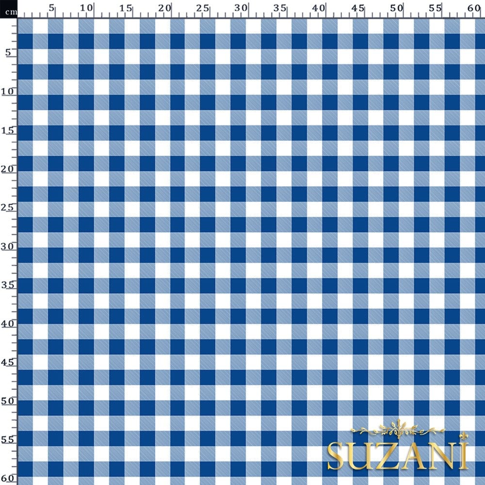 Lacivert Küçük Pötikare Desenli Dijital Baskılı Kumaş