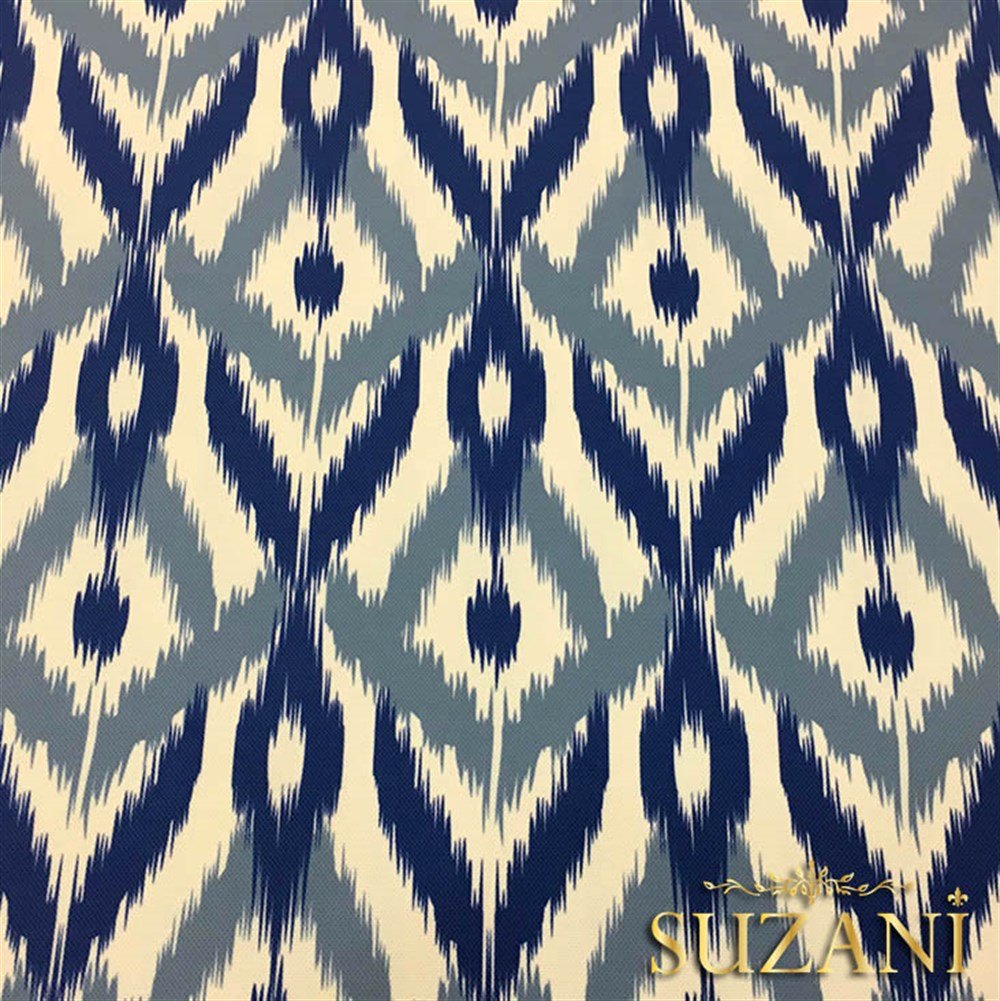 Lacivert Mavi İkat Kumaş