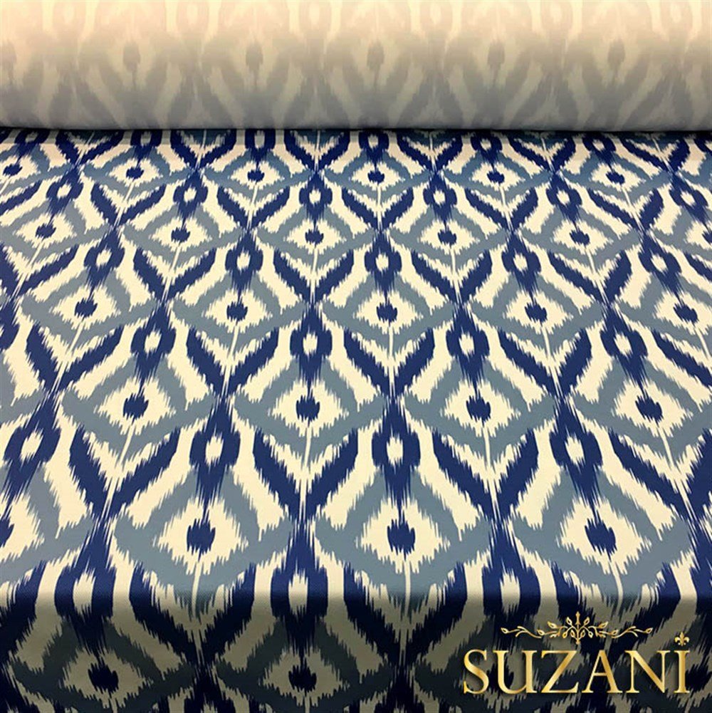 Lacivert Mavi İkat Kumaş