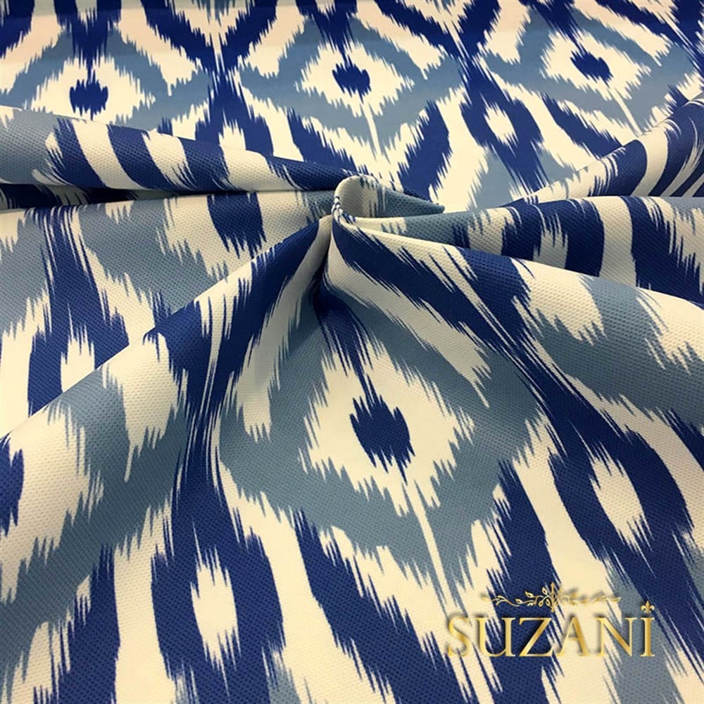 Lacivert Mavi İkat Kumaş