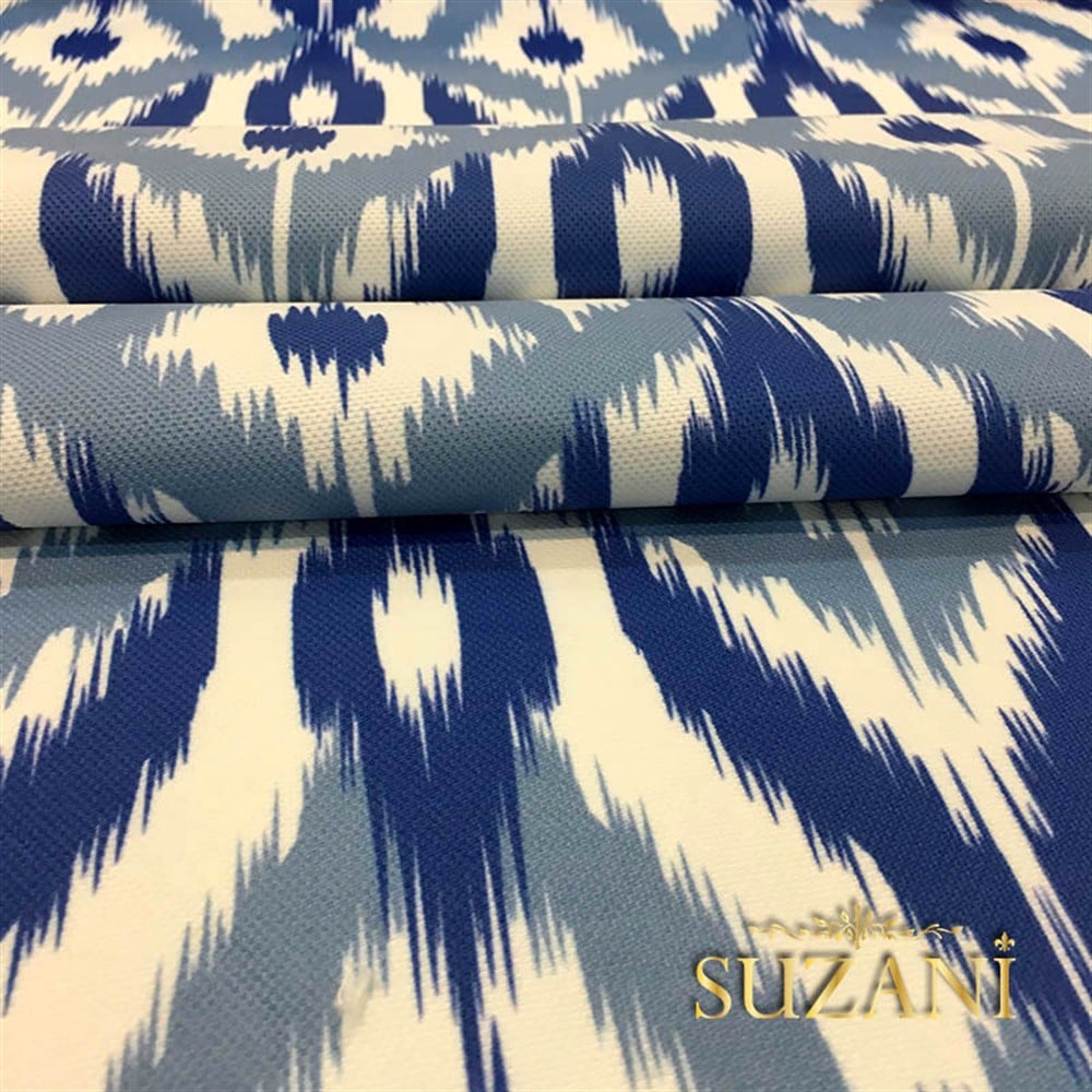 Lacivert Mavi İkat Kumaş