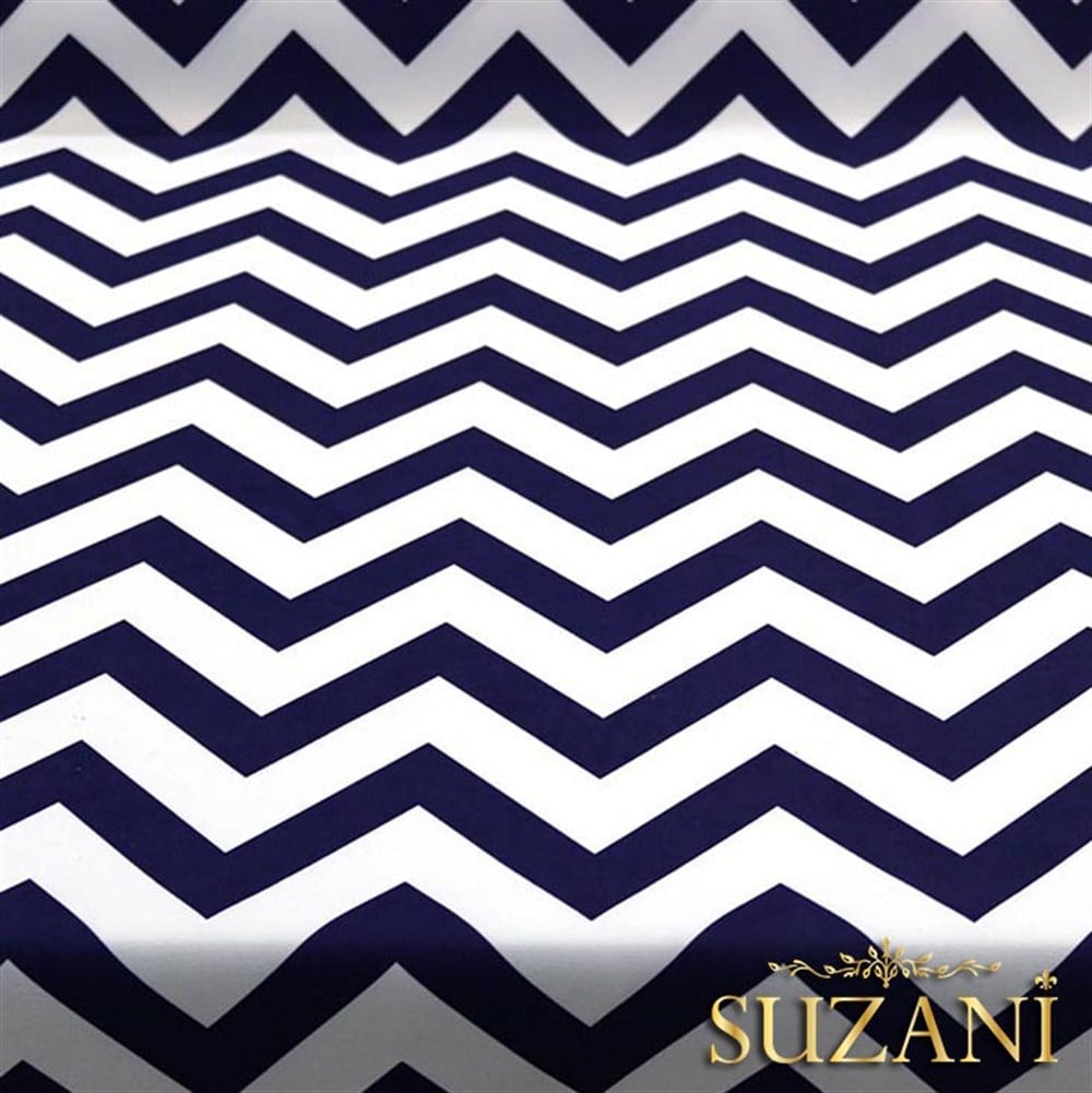 Lacivert Zigzag Desenli Kumaş
