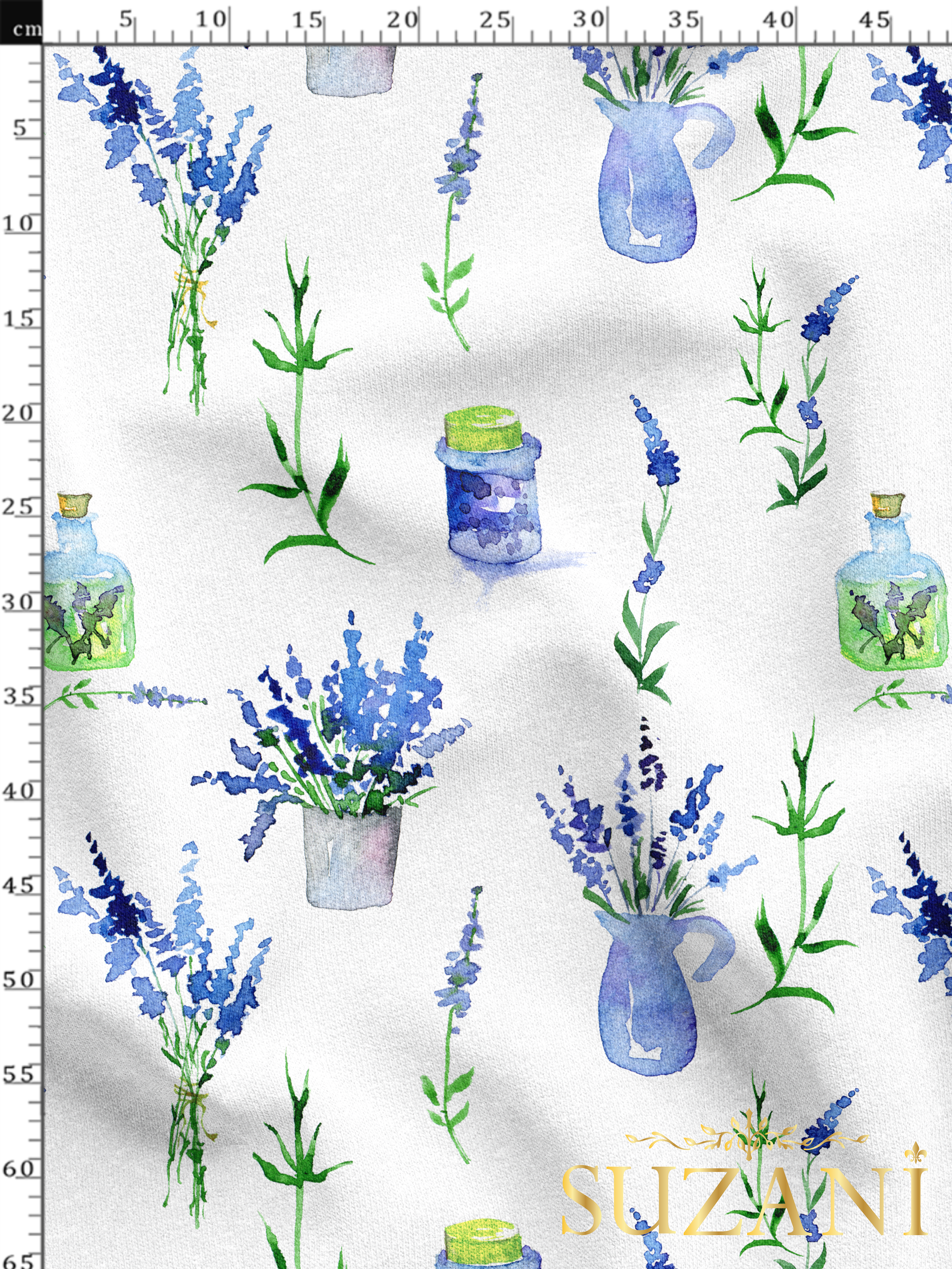 Lavanta Bahçesi Desenli Dijital Baskılı Kumaş