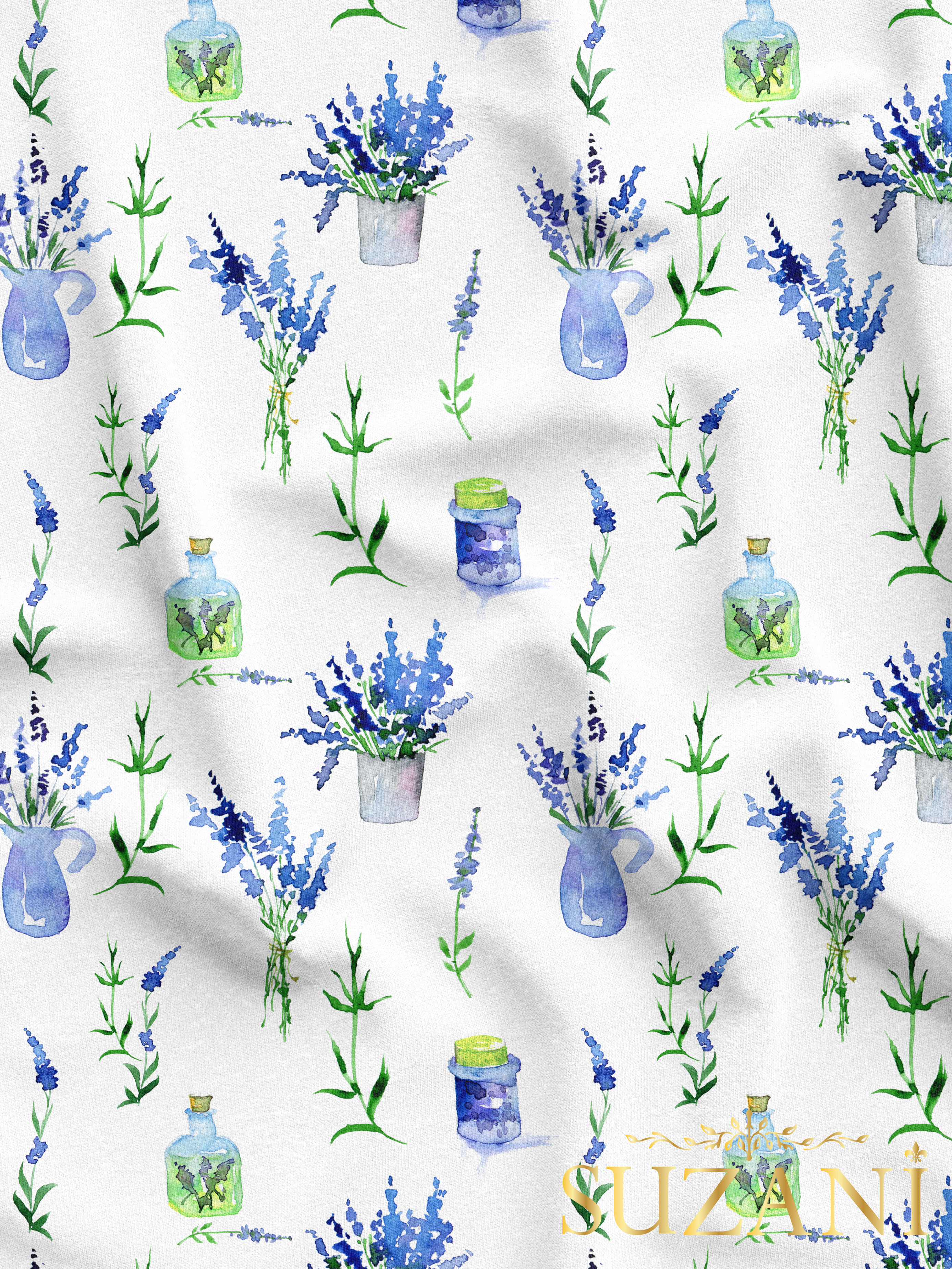 Lavanta Bahçesi Desenli Dijital Baskılı Kumaş