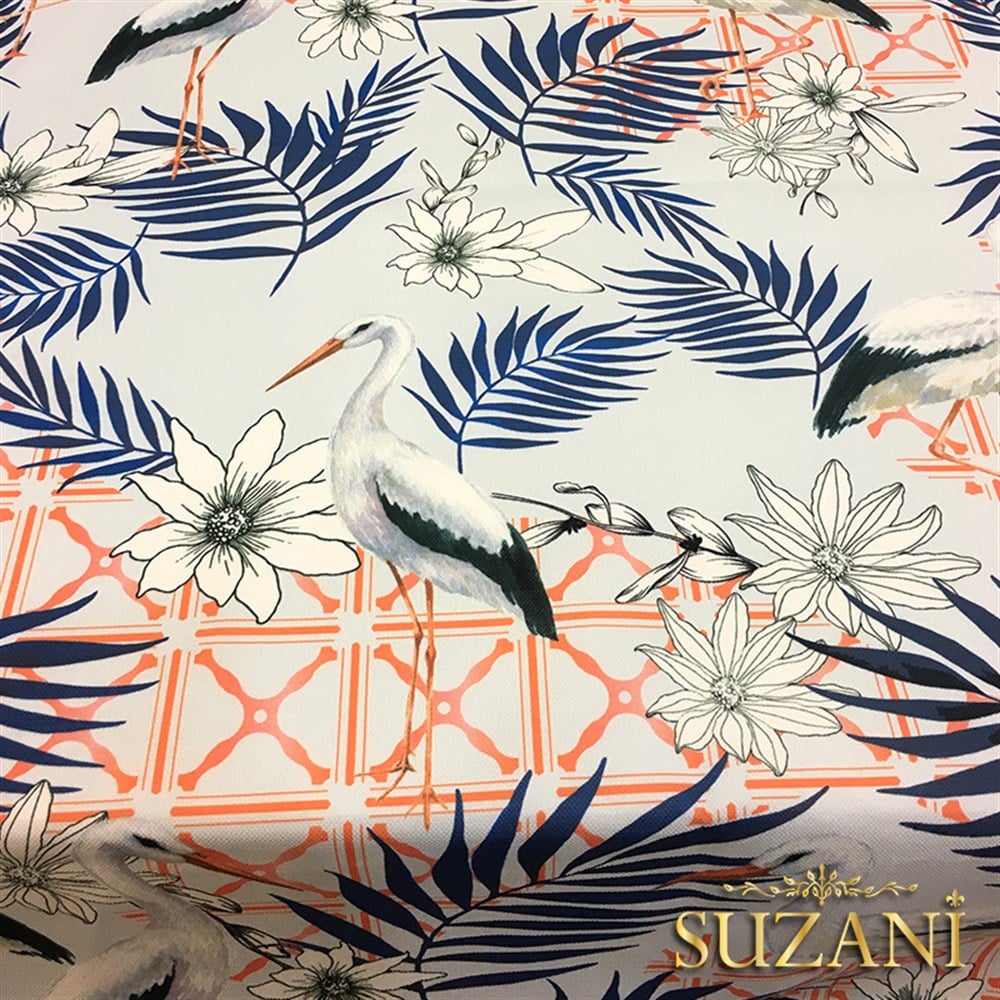 Leylek Desenli Kumaş