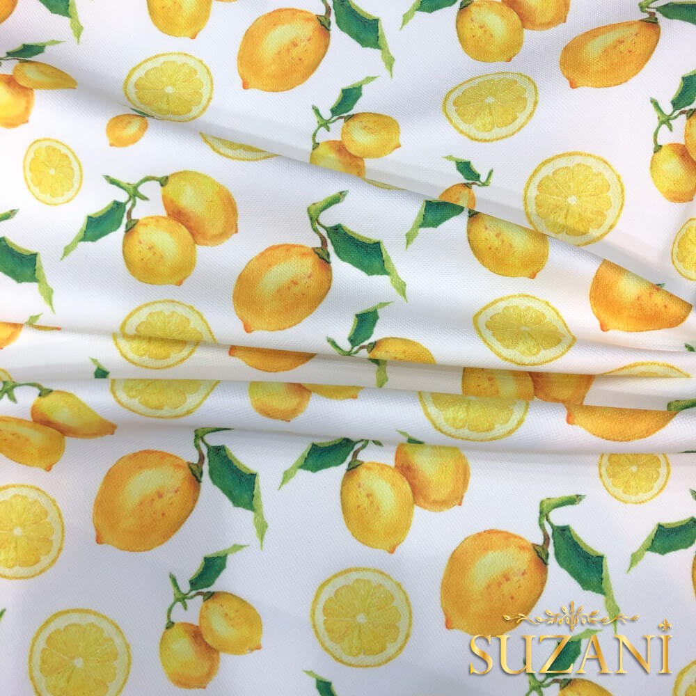 Limon Desenli Dijital Baskılı Kumaş