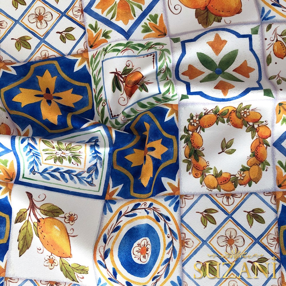 Limon Seramik Desenli Dijital Baskılı Kumaş (Pembe)