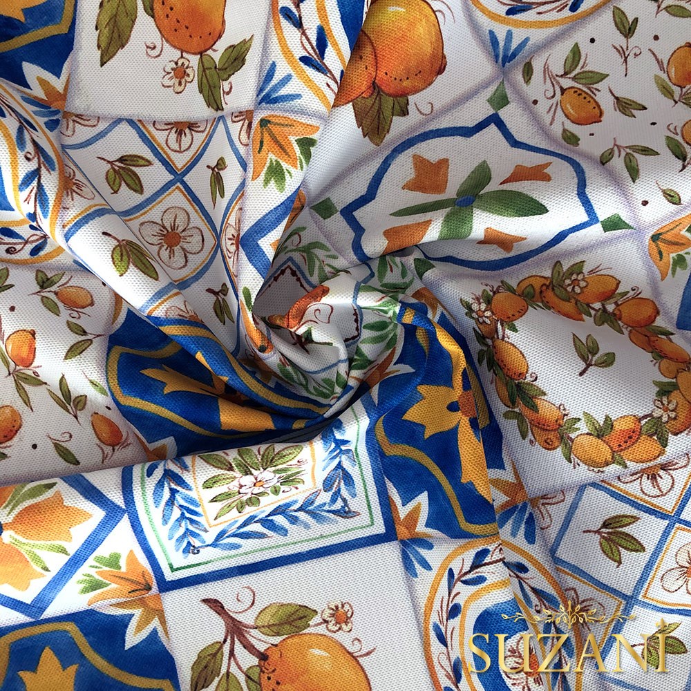 Limon Seramik Desenli Dijital Baskılı Kumaş (Pembe)