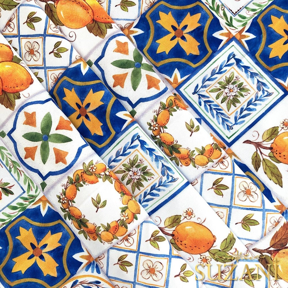 Limon Seramik Desenli Dijital Baskılı Kumaş (Pembe)