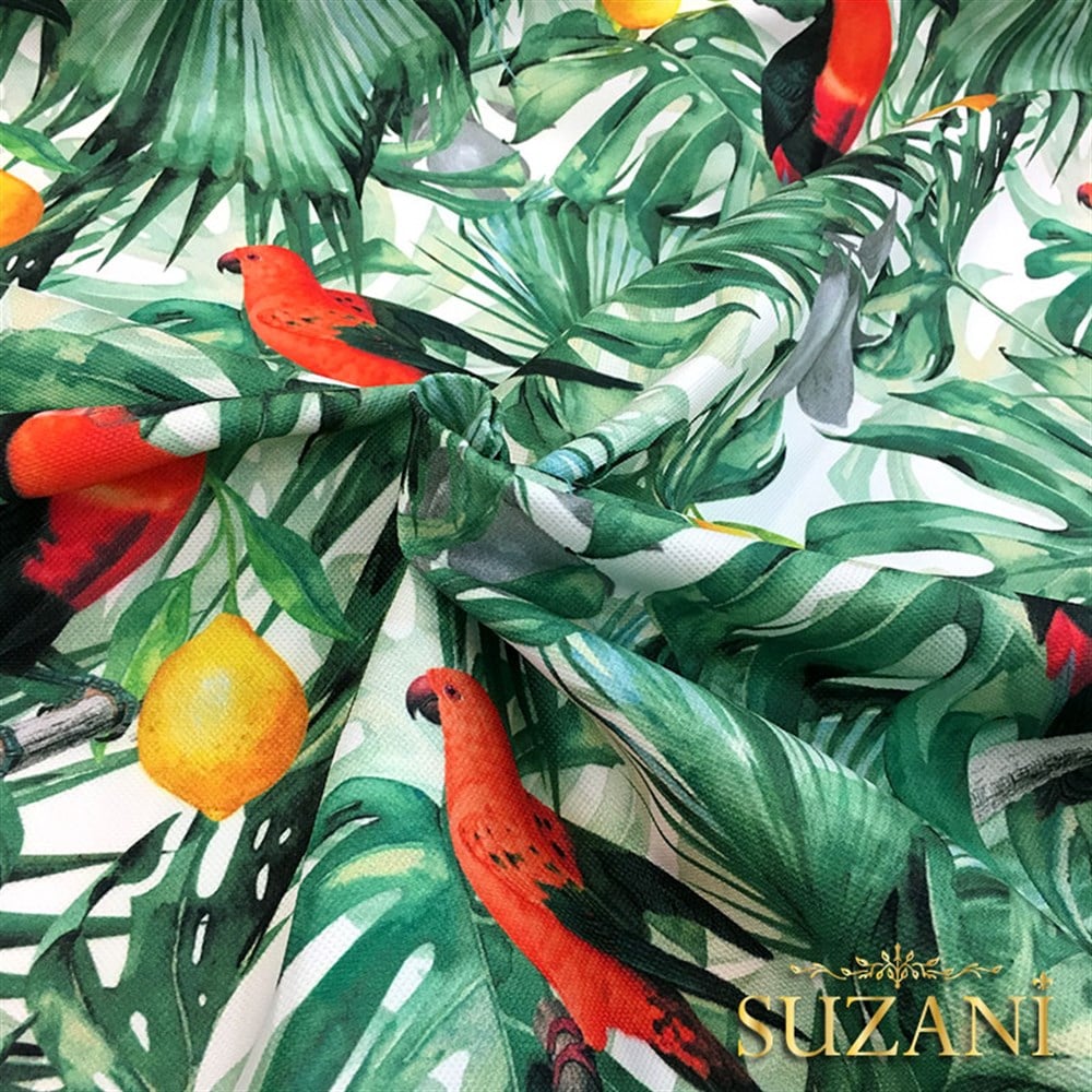 Limonlu Tukan Desenli Kumaş