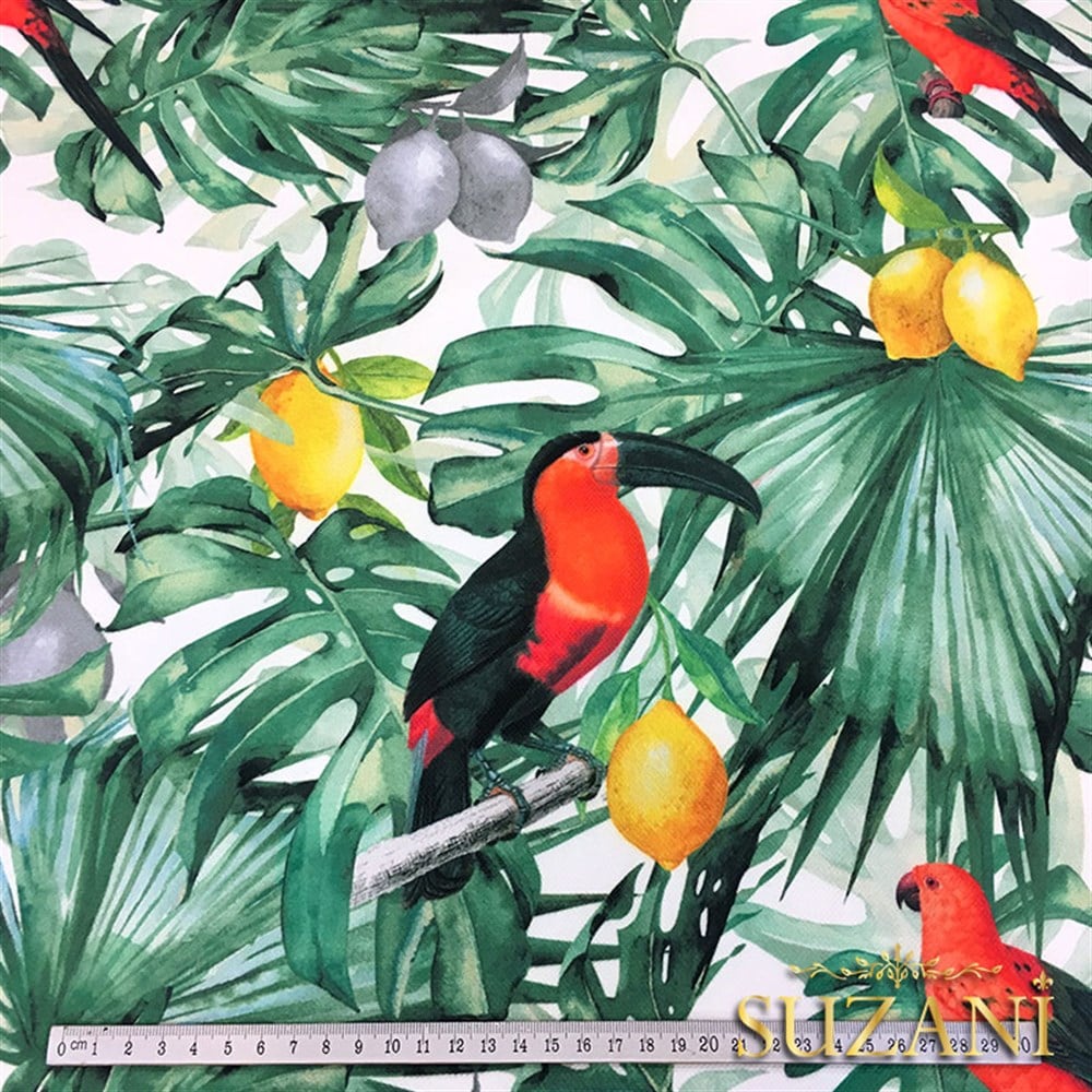 Limonlu Tukan Desenli Kumaş