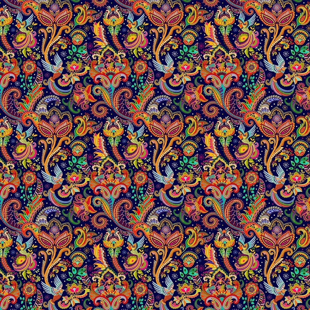 Mandala Desenli Kumaş (Eflatun Zemin)