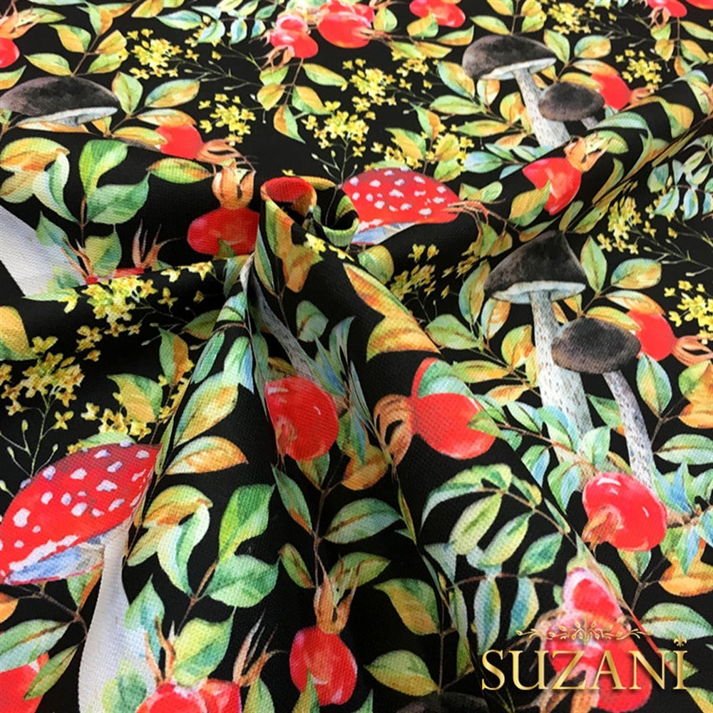 Mantar Desenli Kumaş