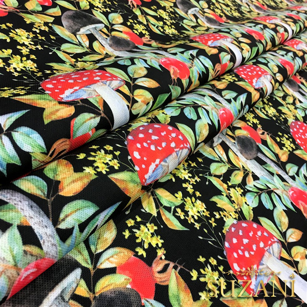 Mantar Desenli Kumaş