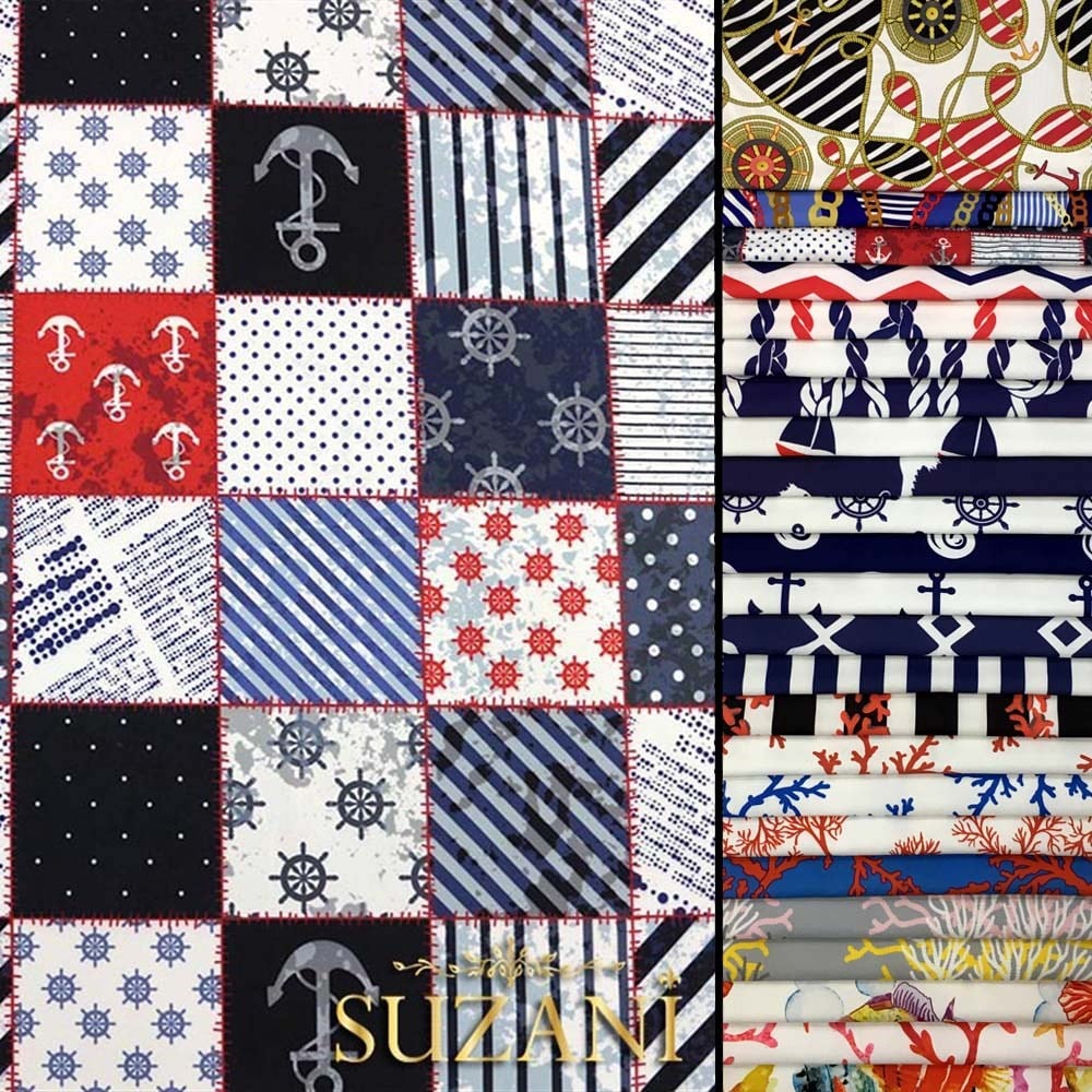 Marin Patchwork Desenli Kumaş