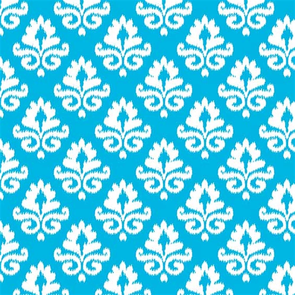 Mavi Beyaz Damask Desenli Kumaş