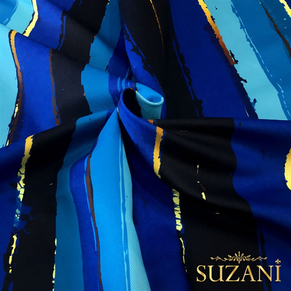 Mavi Eskitme Çizgili Kumaş