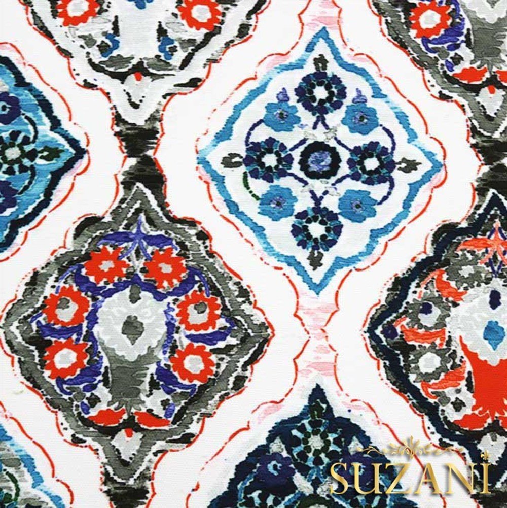 Mavi İkat Baklava Desenli Kumaş