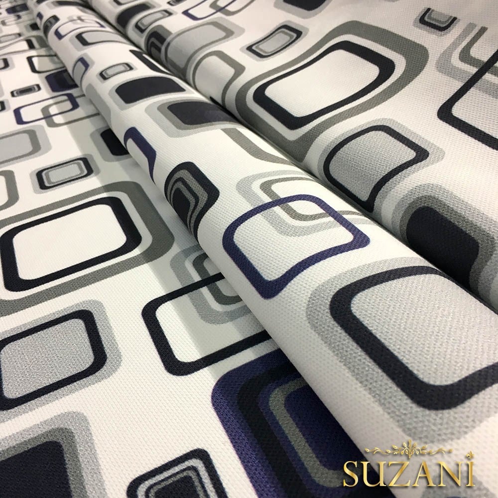 Mavi Kareler Desenli Kumaş