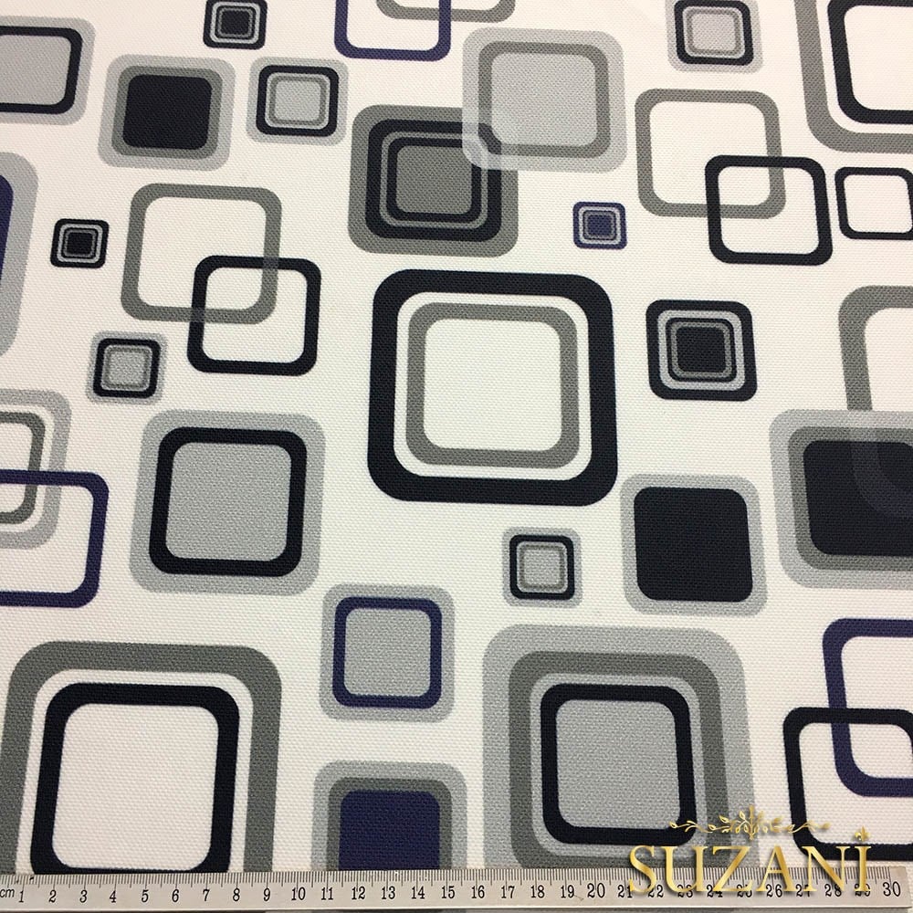 Mavi Kareler Desenli Kumaş