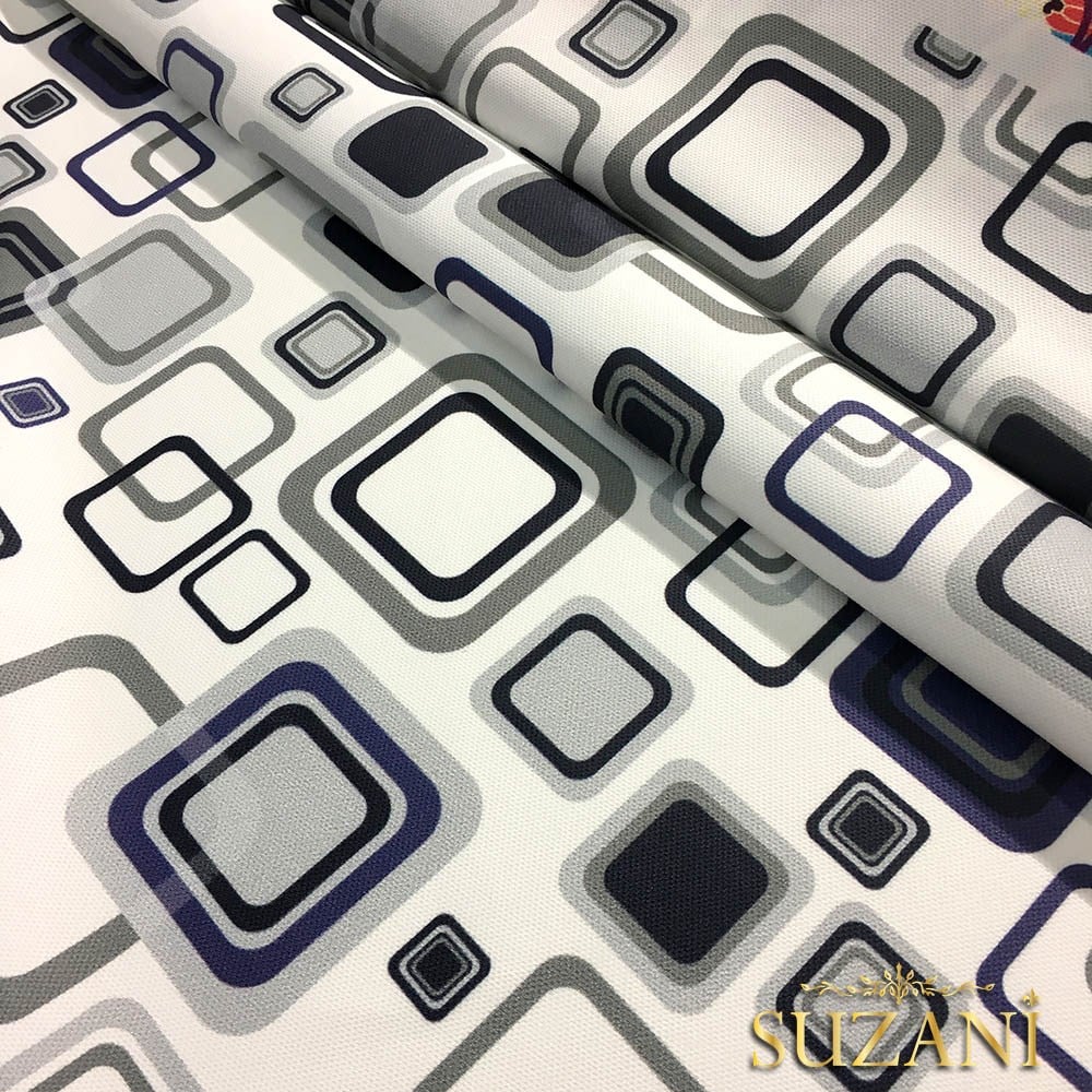 Mavi Kareler Desenli Kumaş