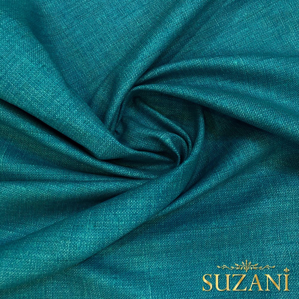 Mavi Keten Görünümlü Dijital Baskılı Kumaş