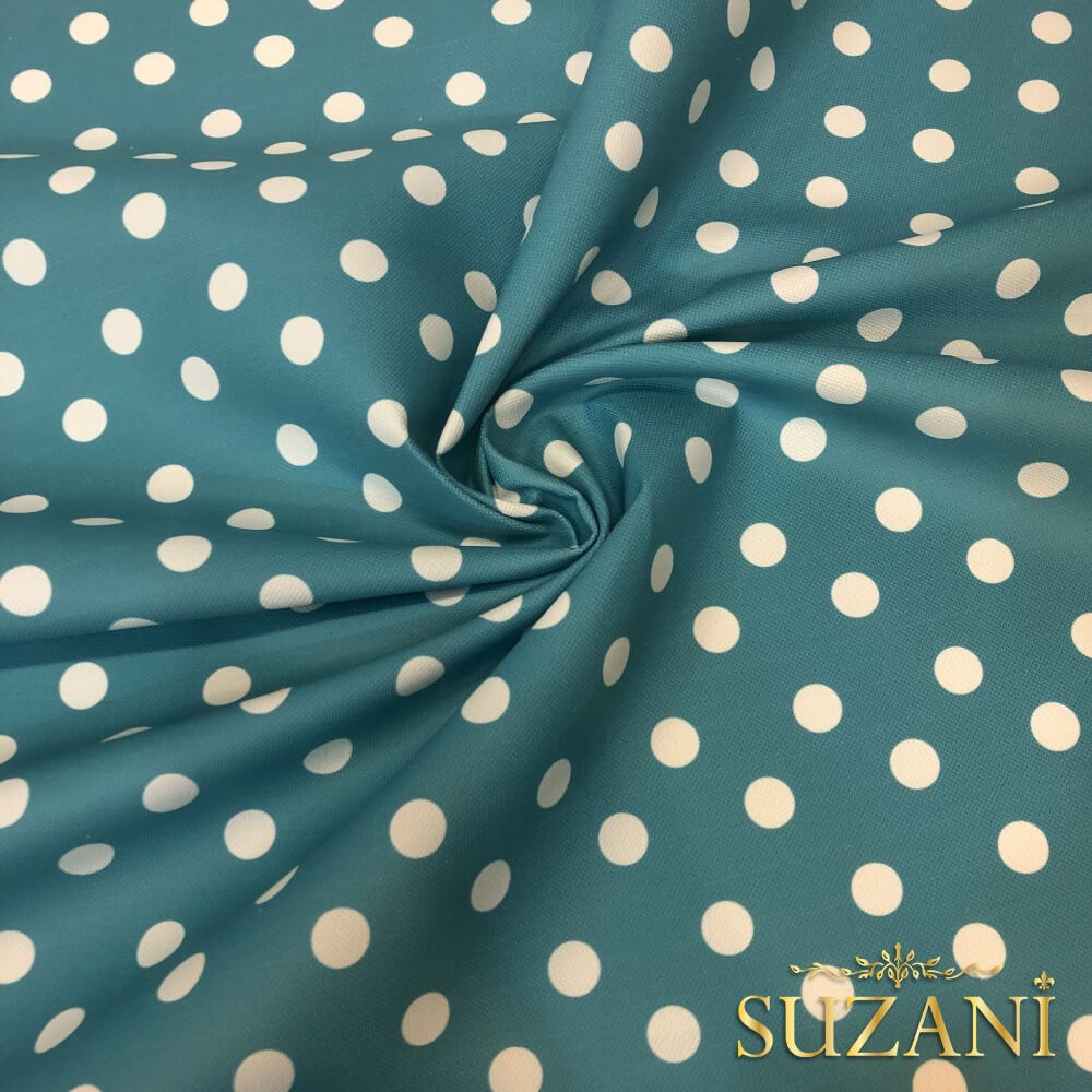 Mavi Puantiye Desenli Dijital Baskılı Kumaş